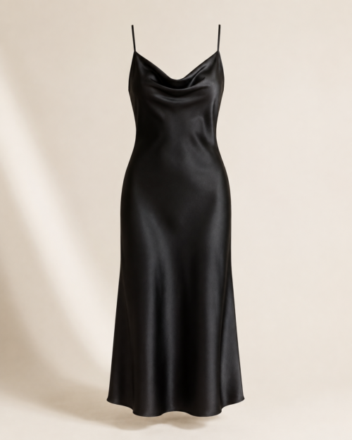 Midnight Satin Slip Dress — front view