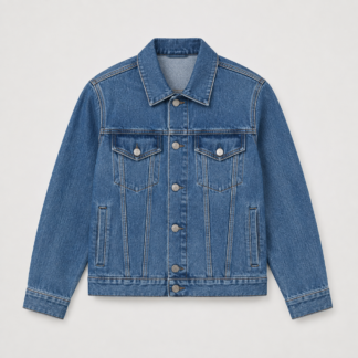 Blue denim jacket, front view