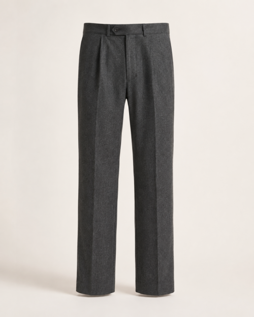 Charcoal Pleated Trousers — front view