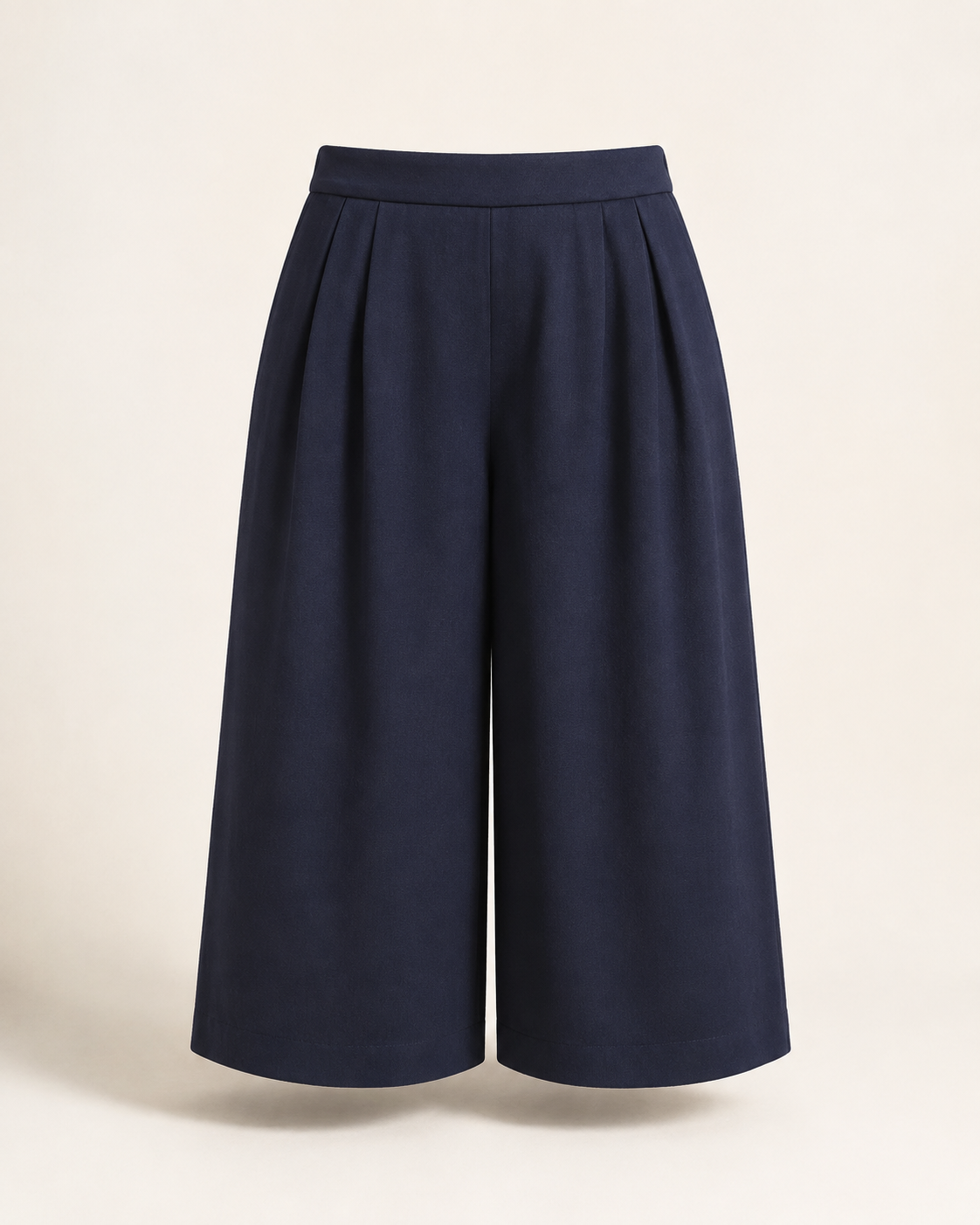 Navy Pleated Culottes — front view