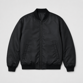Black bomber jacket, front view