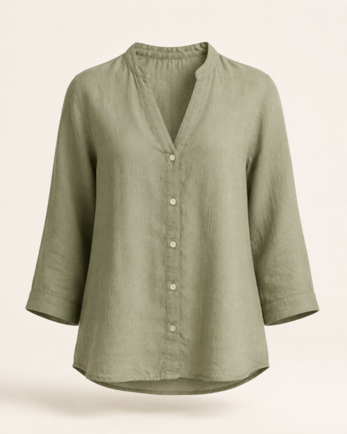 Sage Linen Blouse — front view